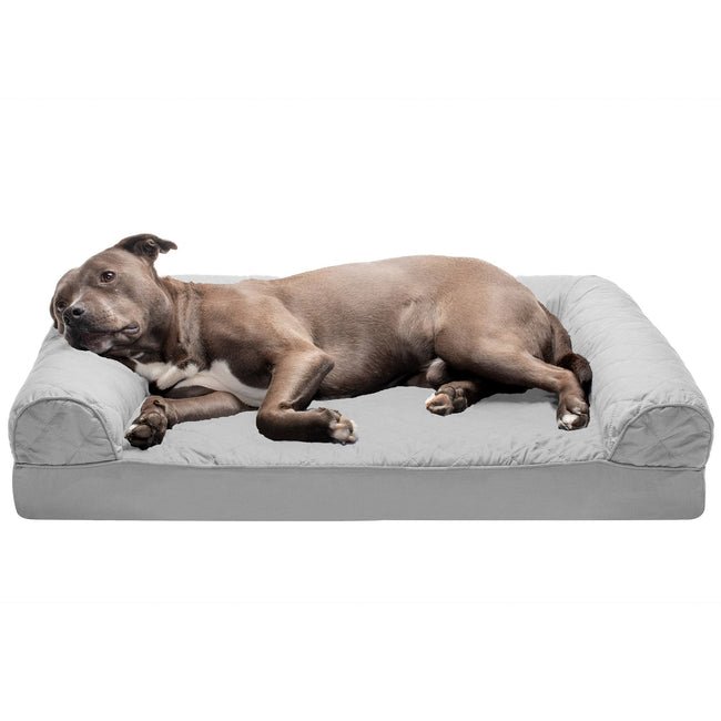 Furhaven Quilted Sofa-Style Pet Bed (Large, Solid Orthopedic Foam)