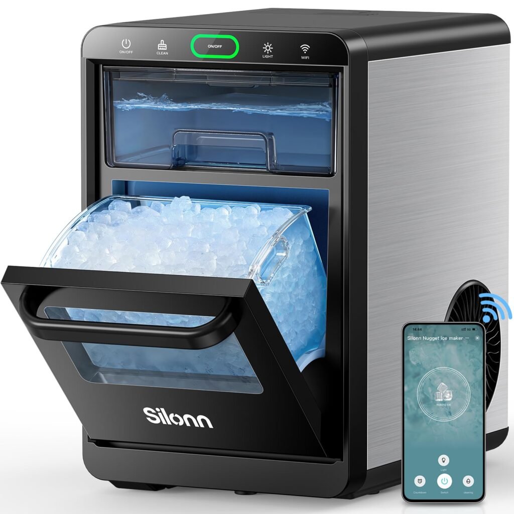 Silonn Nugget Ice Maker Countertop, 44 lbs/24h