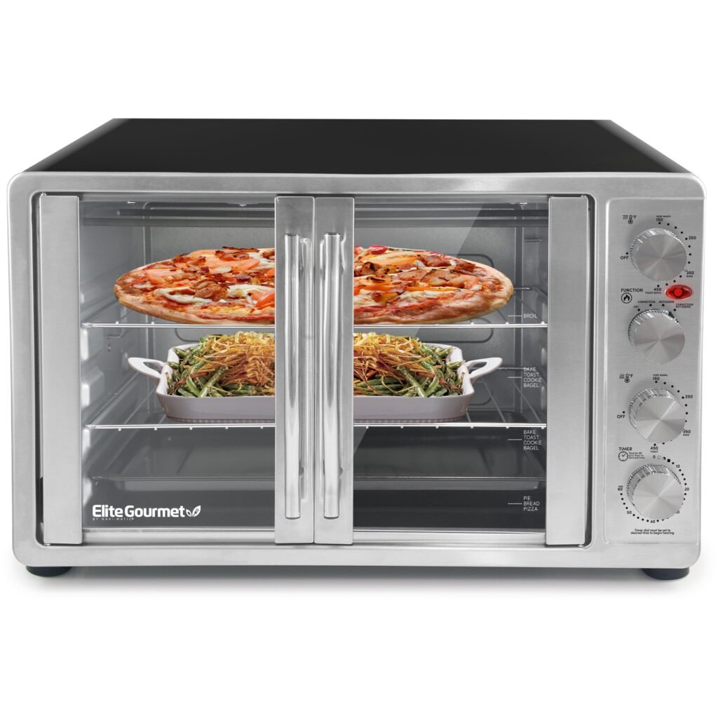 Elite Gourmet 45L French Door Convection Toaster Oven Rotisserie ETO-4510MX