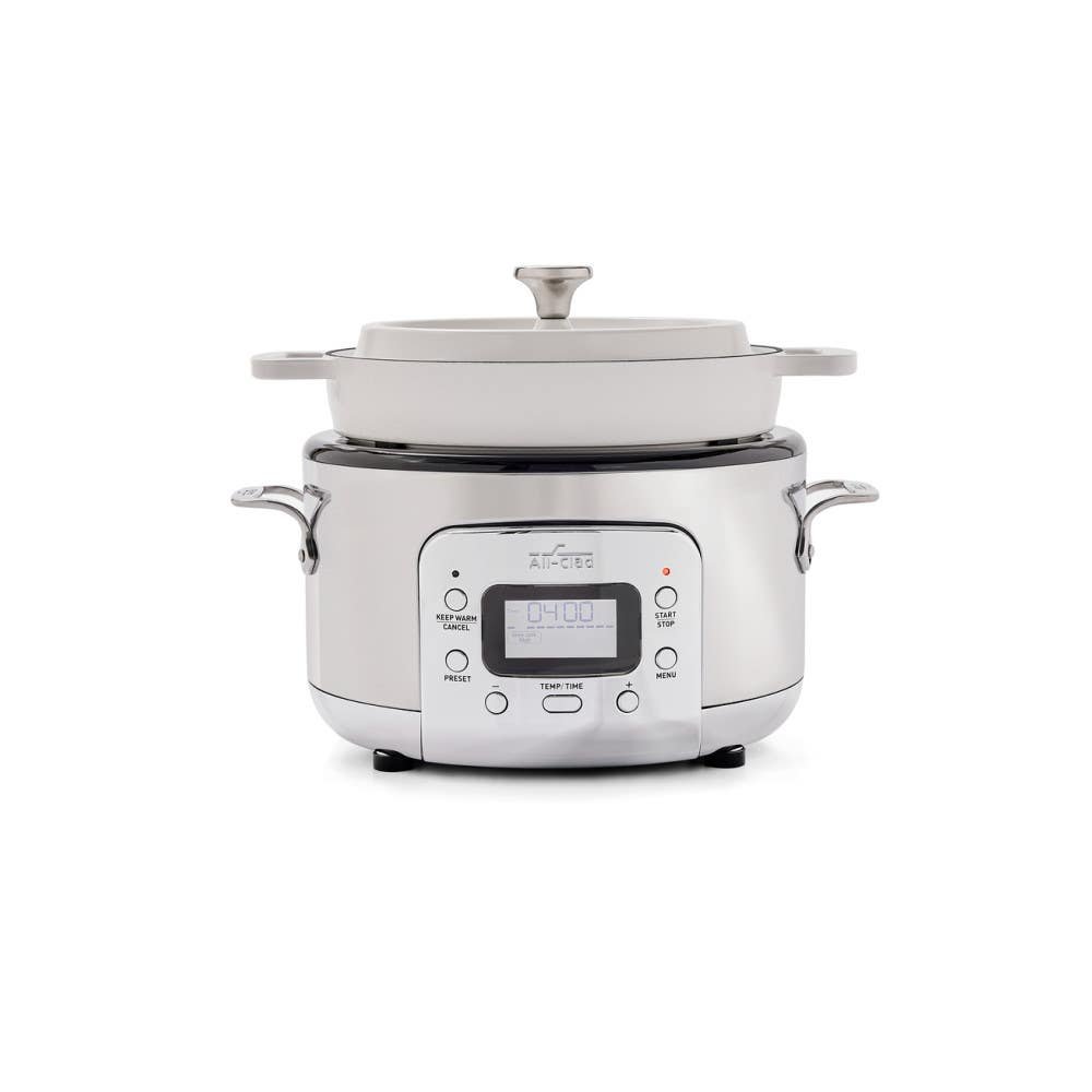 All-Clad Stainless Steel 6-in-1 Digital Slow Cooker with Cast Iron Pot, 5 Quart